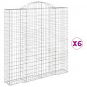 Kosze gabionowe, 6 szt, 200x30x200/220 cm, galwanizowane żelazo