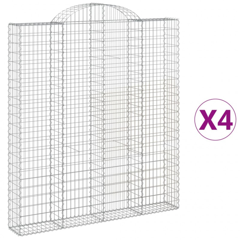 Kosze gabionowe, 4 szt, 200x30x220/240 cm, galwanizowane żelazo