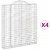 Kosze gabionowe, 4 szt, 200x30x220/240 cm, galwanizowane żelazo