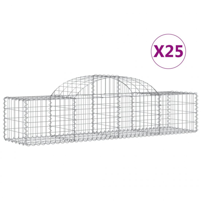 Kosze gabionowe, 25 szt, 200x50x40/60 cm, galwanizowane żelazo