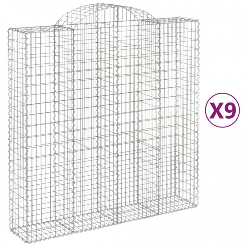 Kosze gabionowe, 9 szt, 200x50x200/220 cm, galwanizowane żelazo