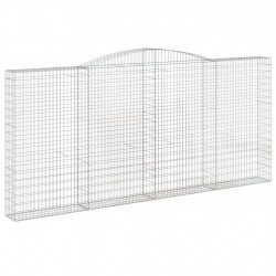 Kosze gabionowe, 5 szt, 400x30x180/200 cm, galwanizowane żelazo