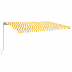 Ręcznie zwijana markiza z LED, 500x350 cm, żółto-biała