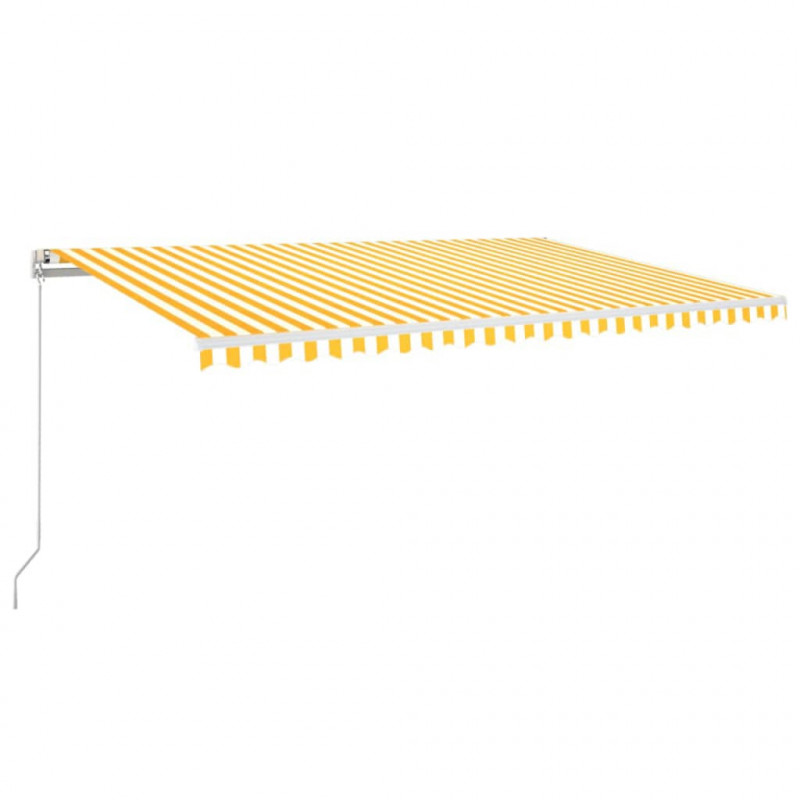 Ręcznie zwijana markiza z LED, 500x350 cm, żółto-biała