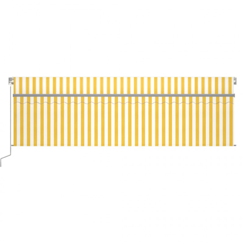 Ręcznie zwijana markiza z zasłoną i LED, 5x3 m, żółto-biała