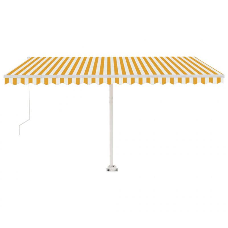 Ręcznie zwijana markiza z LED, 450x350 cm, żółto-biała