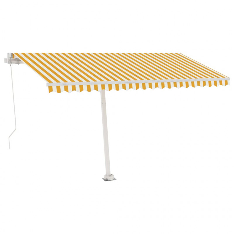 Ręcznie zwijana markiza z LED, 450x350 cm, żółto-biała
