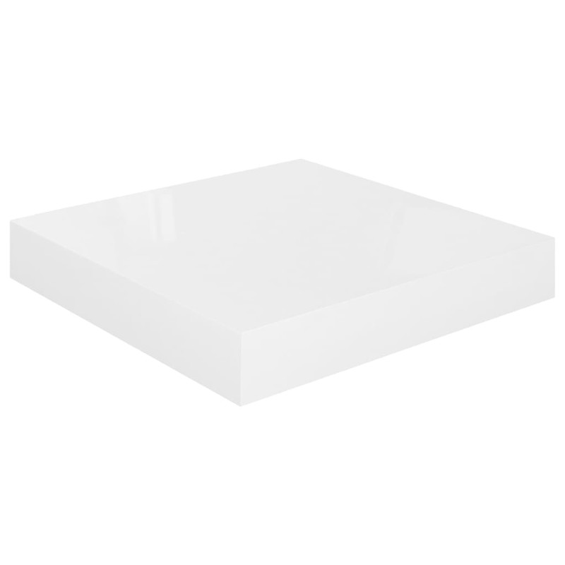 Półki ścienne 2 szt., białe, wysoki połysk, 23x23,5x3,8 cm, MDF