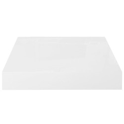 Półki ścienne 2 szt., białe, wysoki połysk, 23x23,5x3,8 cm, MDF