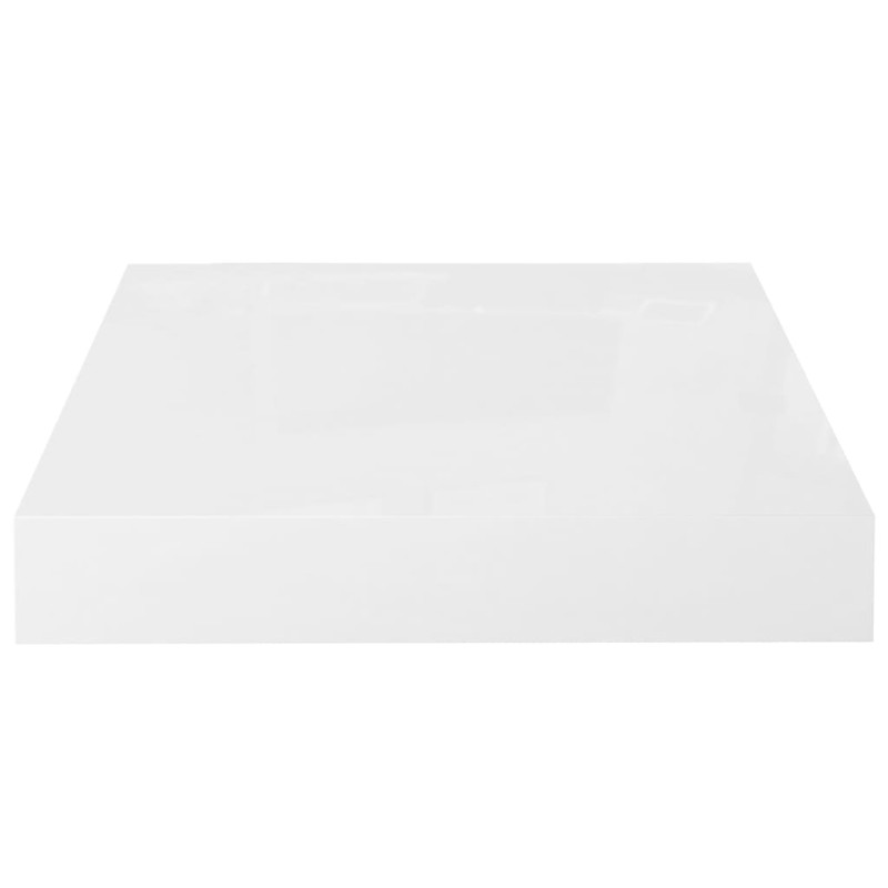 Półki ścienne 2 szt., białe, wysoki połysk, 23x23,5x3,8 cm, MDF