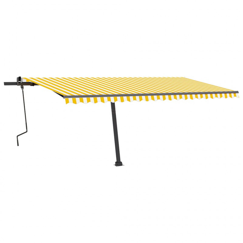 Ręcznie zwijana markiza z LED, 500x350 cm, żółto-biała