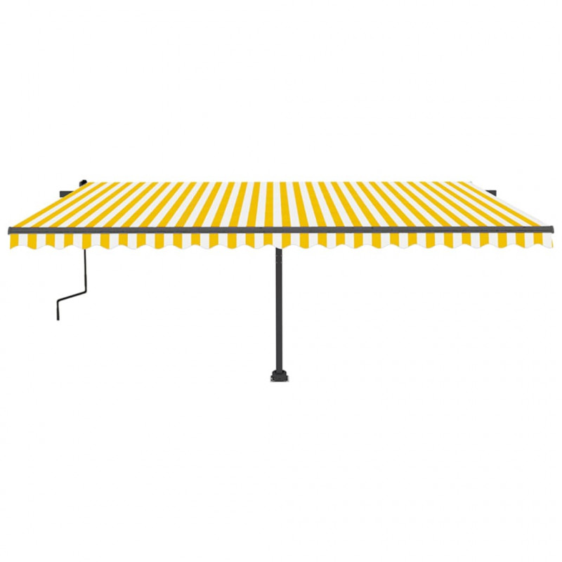 Ręcznie zwijana markiza z LED, 500x350 cm, żółto-biała
