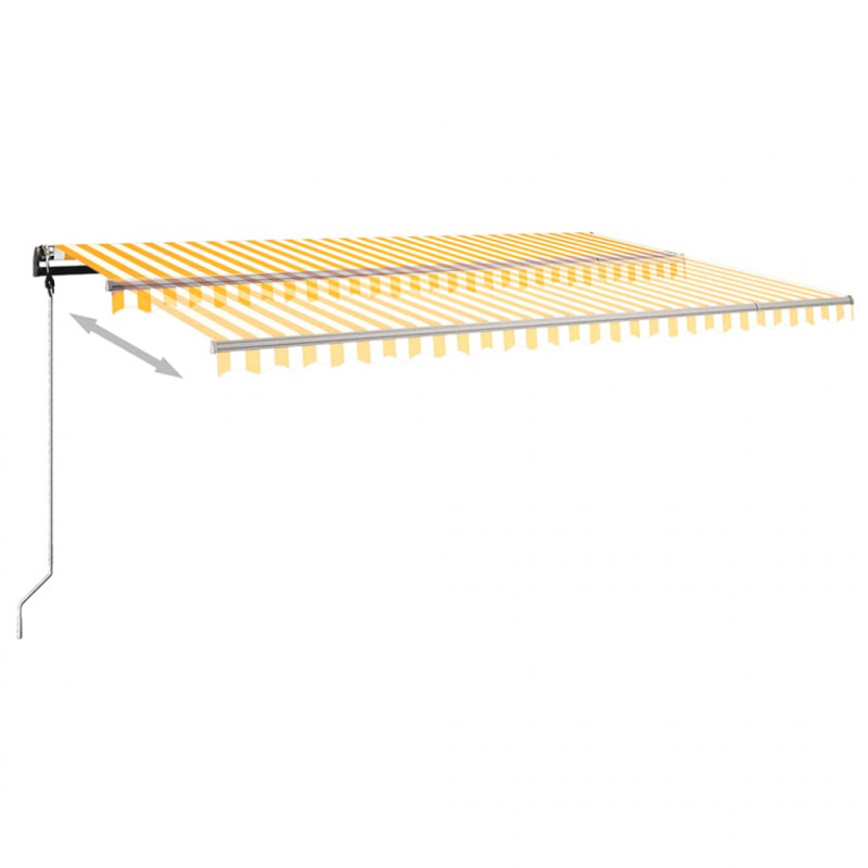 Ręcznie zwijana markiza z LED, 500x350 cm, żółto-biała