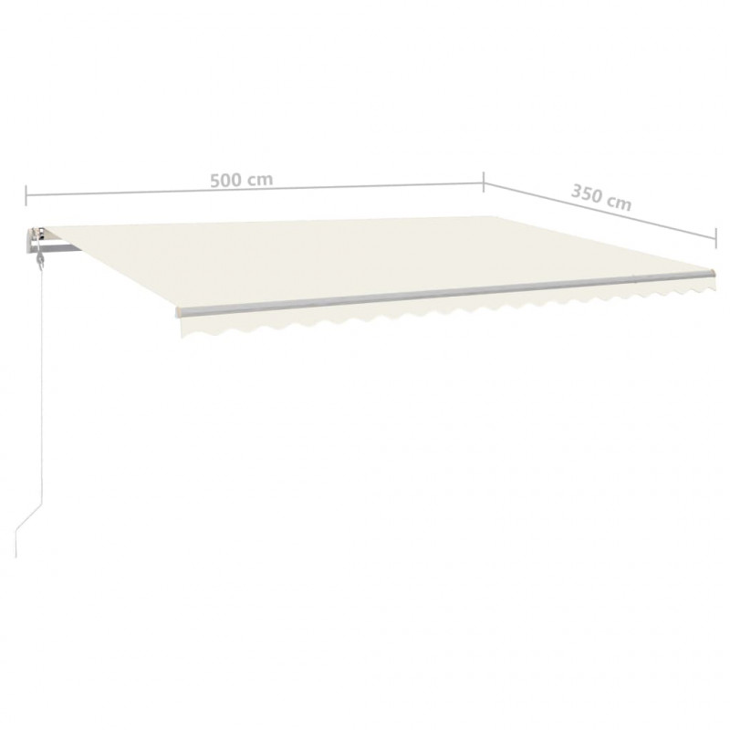 Ręcznie zwijana markiza z LED, 5x3,5 m, kremowa