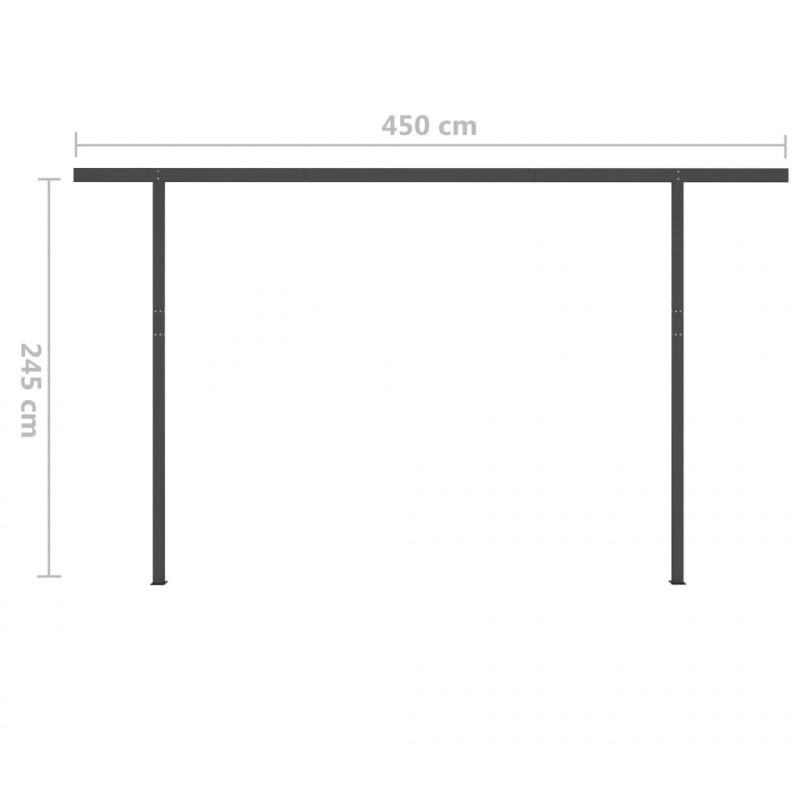 Ręcznie zwijana markiza z LED, 5x3,5 m, niebiesko-biała
