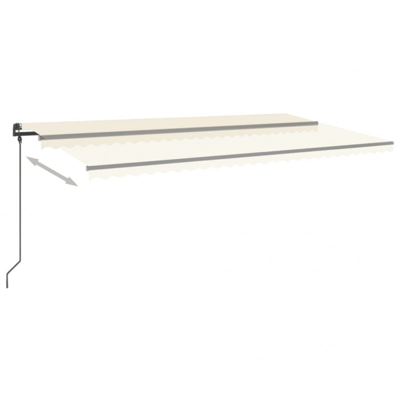 Ręcznie zwijana markiza z LED, 6x3,5 m, kremowa