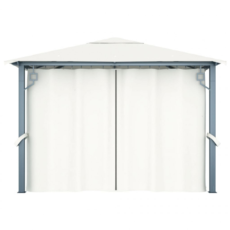 Altana z zasłonami i lampkami LED, 3x3 m, kremowa, aluminium
