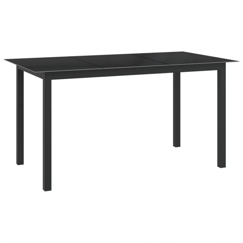 7-częściowy zestaw mebli ogrodowych, aluminium, czarny