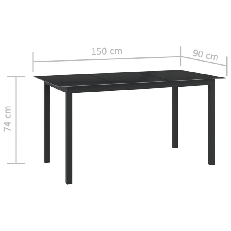 7-częściowy zestaw mebli ogrodowych, aluminium, czarny