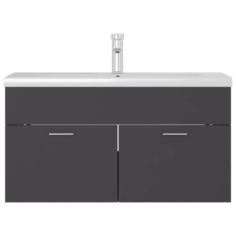 Szafka z wbudowaną umywalką, szara, materiał drewnopochodny