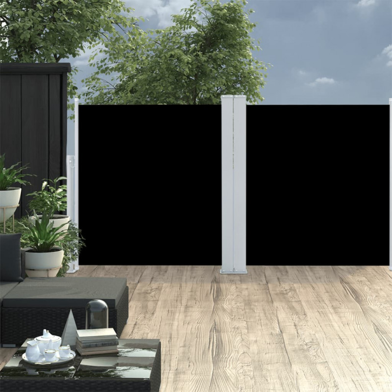 Zwijana markiza boczna na taras, czarna, 117 x 600 cm