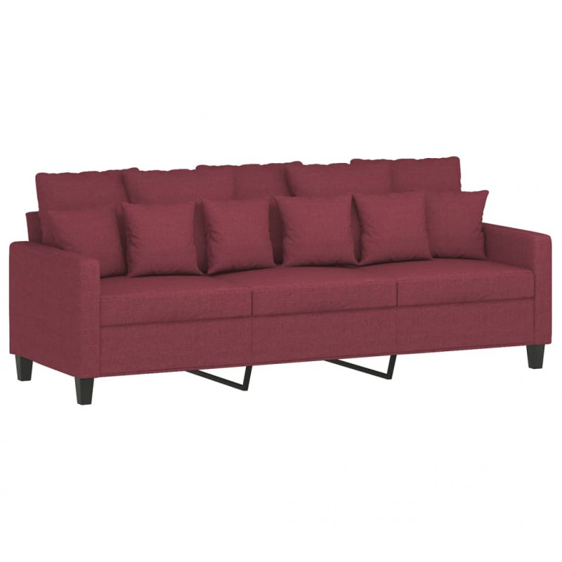 Sofa 3-osobowa, winna czerwień, 180 cm,tapicerowana tkaniną
