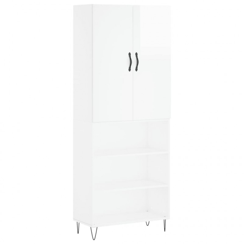 Witrynka biała połysk 69,5x34x180 cm materiał drewnopochodny