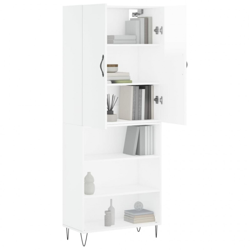 Witrynka biała połysk 69,5x34x180 cm materiał drewnopochodny