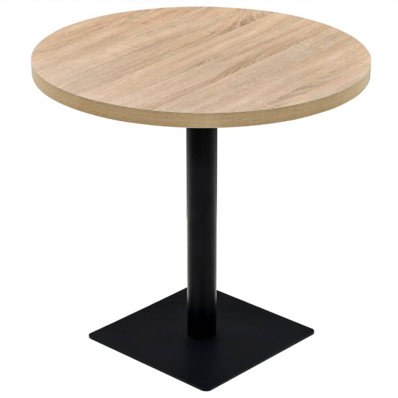 Stolik bistro z MDF, stalowa podstawa, 80x75 cm, kolor dębu