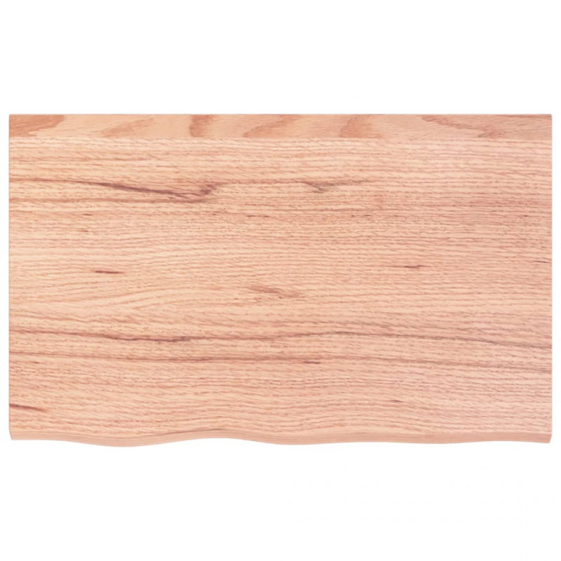 Półka, brązowa, 80x50x(2-4) cm, lakierowane lite drewno dębowe