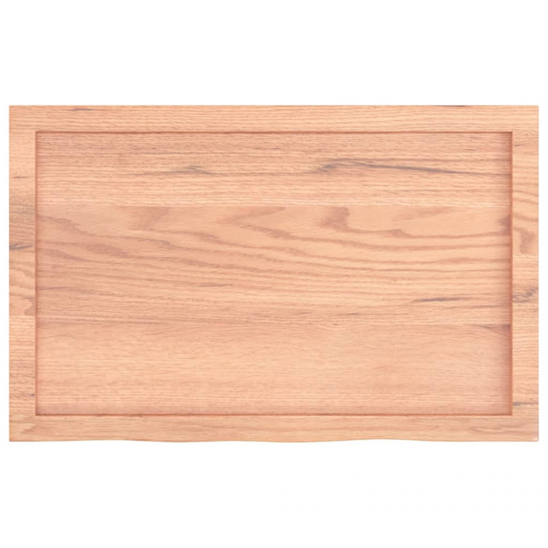 Półka, brązowa, 80x50x(2-4) cm, lakierowane lite drewno dębowe