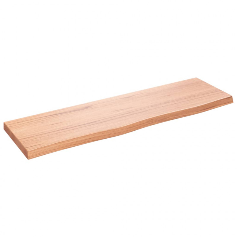 Półka, brązowa, 100x30x(2-4) cm, lakierowane lite drewno dębowe