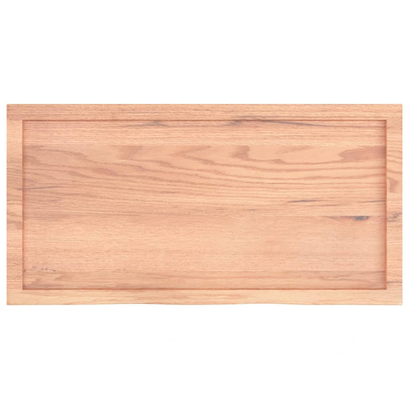 Półka, brązowa, 100x50x(2-6) cm, lakierowane lite drewno dębowe