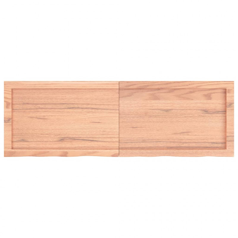Półka, brązowa, 120x40x(2-6) cm, lakierowane lite drewno dębowe