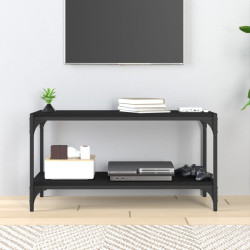 Szafka pod TV, czarna 80x33x41 cm materiał drewnopochodny/ stal