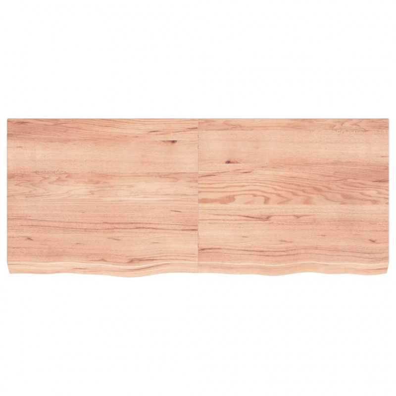 Półka, brązowa, 120x50x(2-6) cm, lakierowane lite drewno dębowe