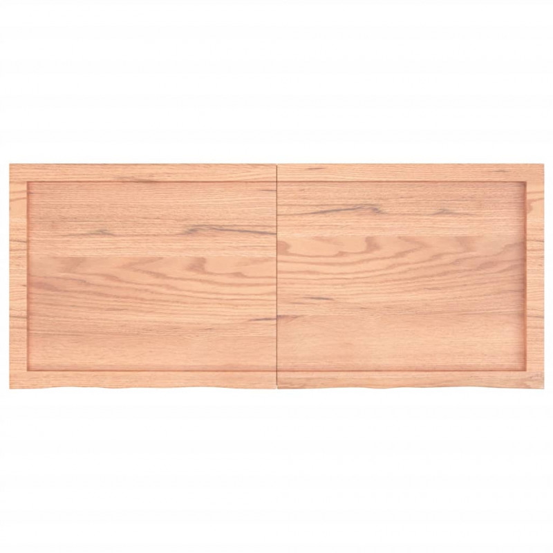 Półka, brązowa, 120x50x(2-6) cm, lakierowane lite drewno dębowe