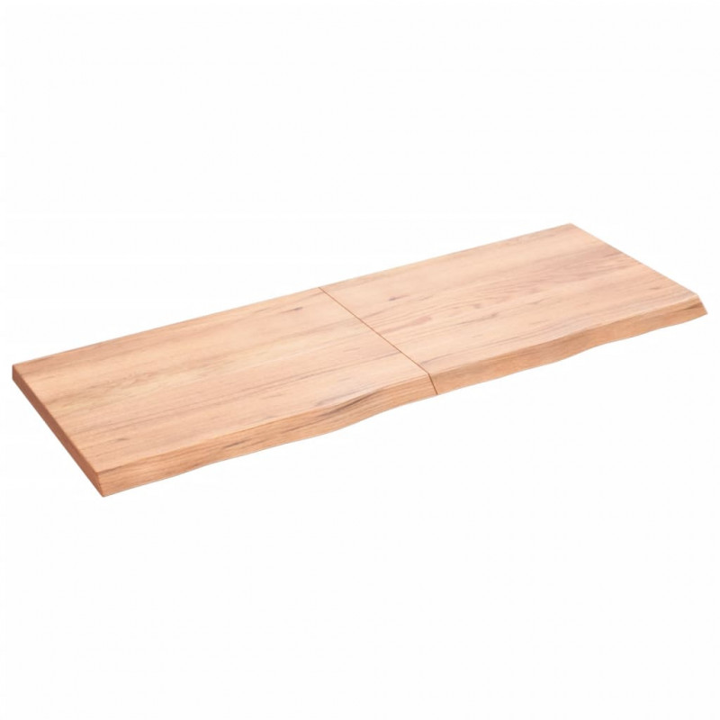 Półka, brązowa, 140x50x(2-4) cm, lakierowane lite drewno dębowe