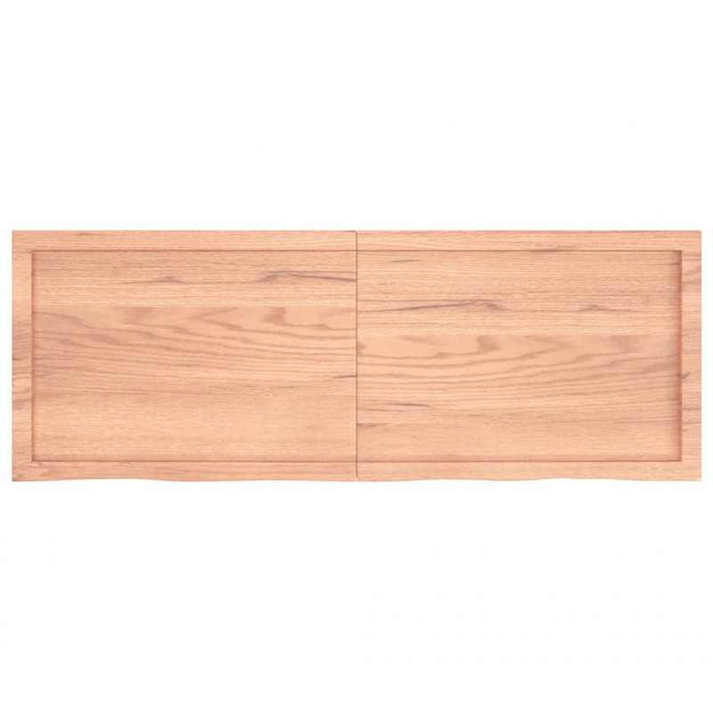 Półka, brązowa, 140x50x(2-4) cm, lakierowane lite drewno dębowe