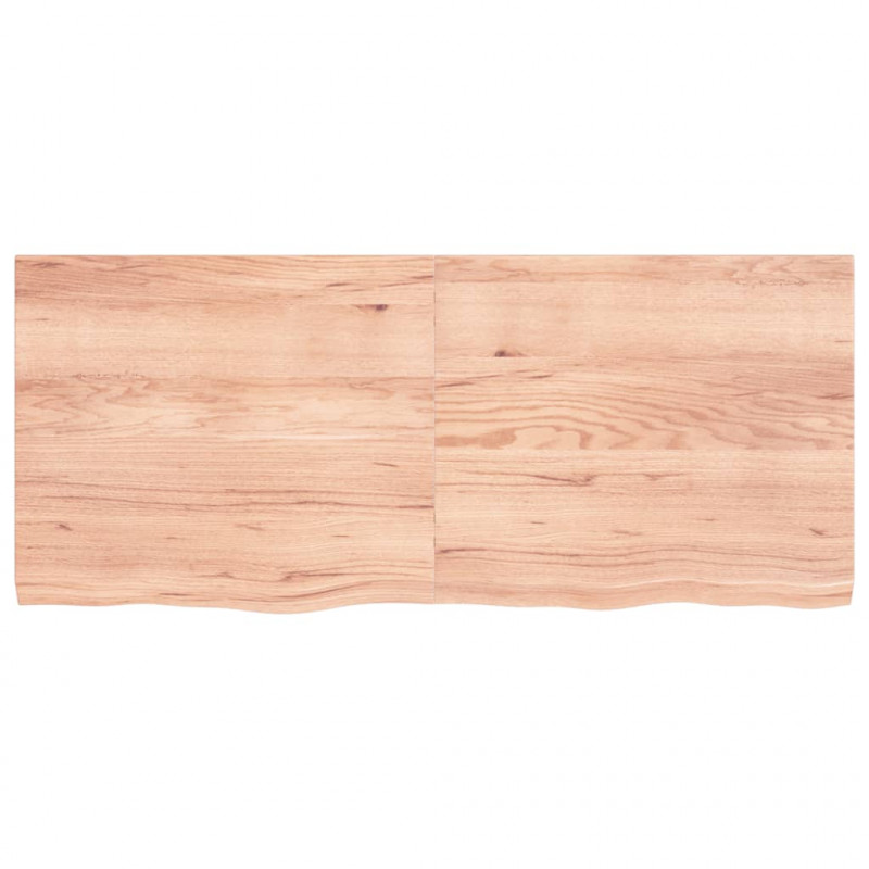 Półka, brązowa, 140x60x(2-4) cm, lakierowane lite drewno dębowe