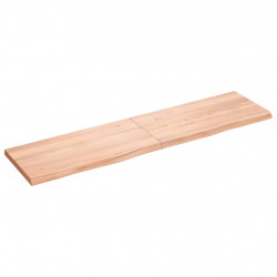 Półka, brązowa, 160x40x(2-4) cm, lakierowane lite drewno dębowe