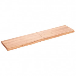 Półka, brązowa, 180x40x(2-6) cm, lakierowane lite drewno dębowe