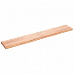 Półka, brązowa, 200x30x(2-6) cm, lakierowane lite drewno dębowe