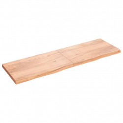 Półka, brązowa, 200x60x(2-6) cm, lakierowane lite drewno dębowe