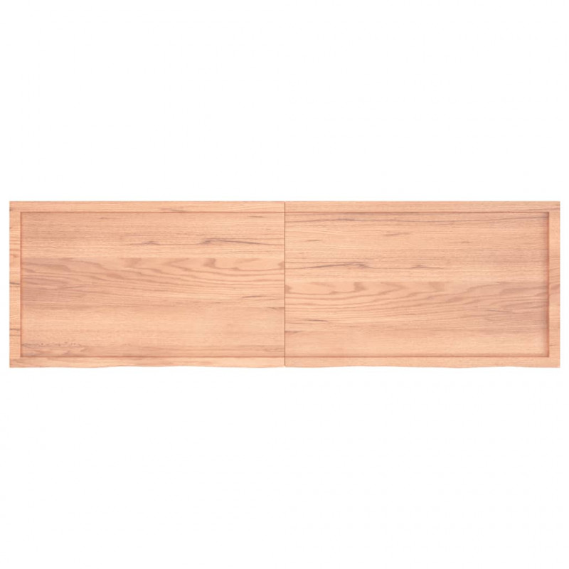 Półka, brązowa, 200x60x(2-6) cm, lakierowane lite drewno dębowe