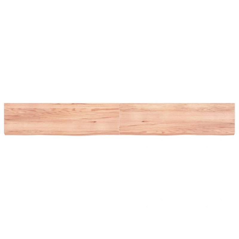 Półka, brązowa, 220x30x(2-6) cm, lakierowane lite drewno dębowe