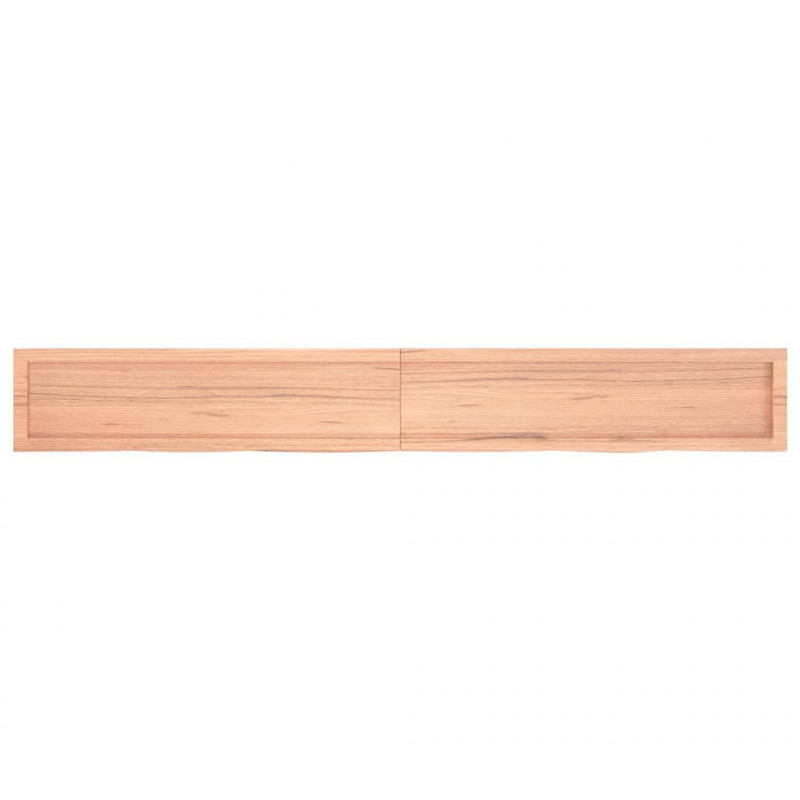 Półka, brązowa, 220x30x(2-6) cm, lakierowane lite drewno dębowe