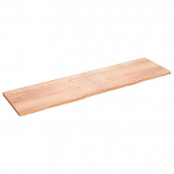 Półka, brązowa, 220x60x(2-4) cm, lakierowane lite drewno dębowe
