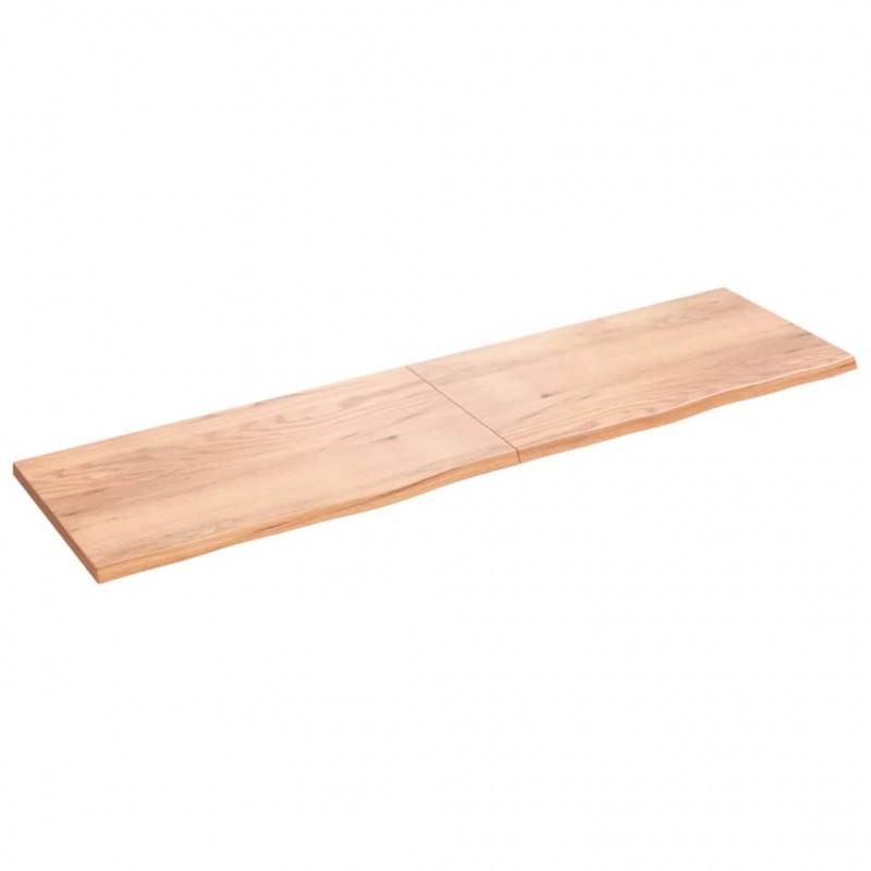 Półka, brązowa, 220x60x(2-4) cm, lakierowane lite drewno dębowe