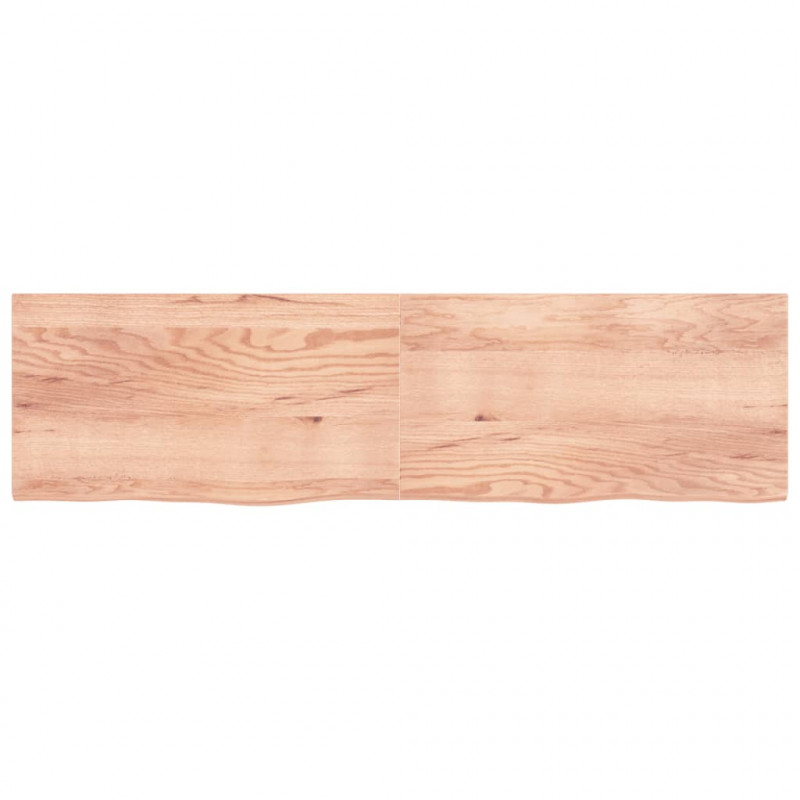 Półka, brązowa, 220x60x(2-4) cm, lakierowane lite drewno dębowe